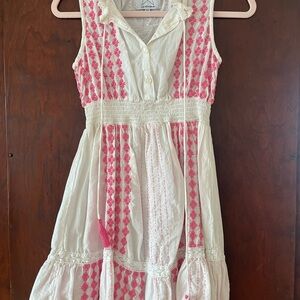 AREA Pink and White Mini Dress